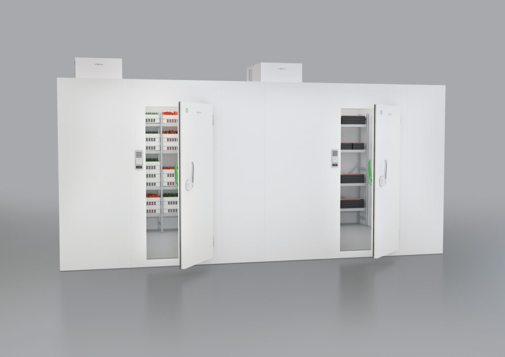 TectoCell-Standard-plus-two-cells-with-ceiling-mounted-refrigeration-units-and-vegetable-and-meat-inside.jpg